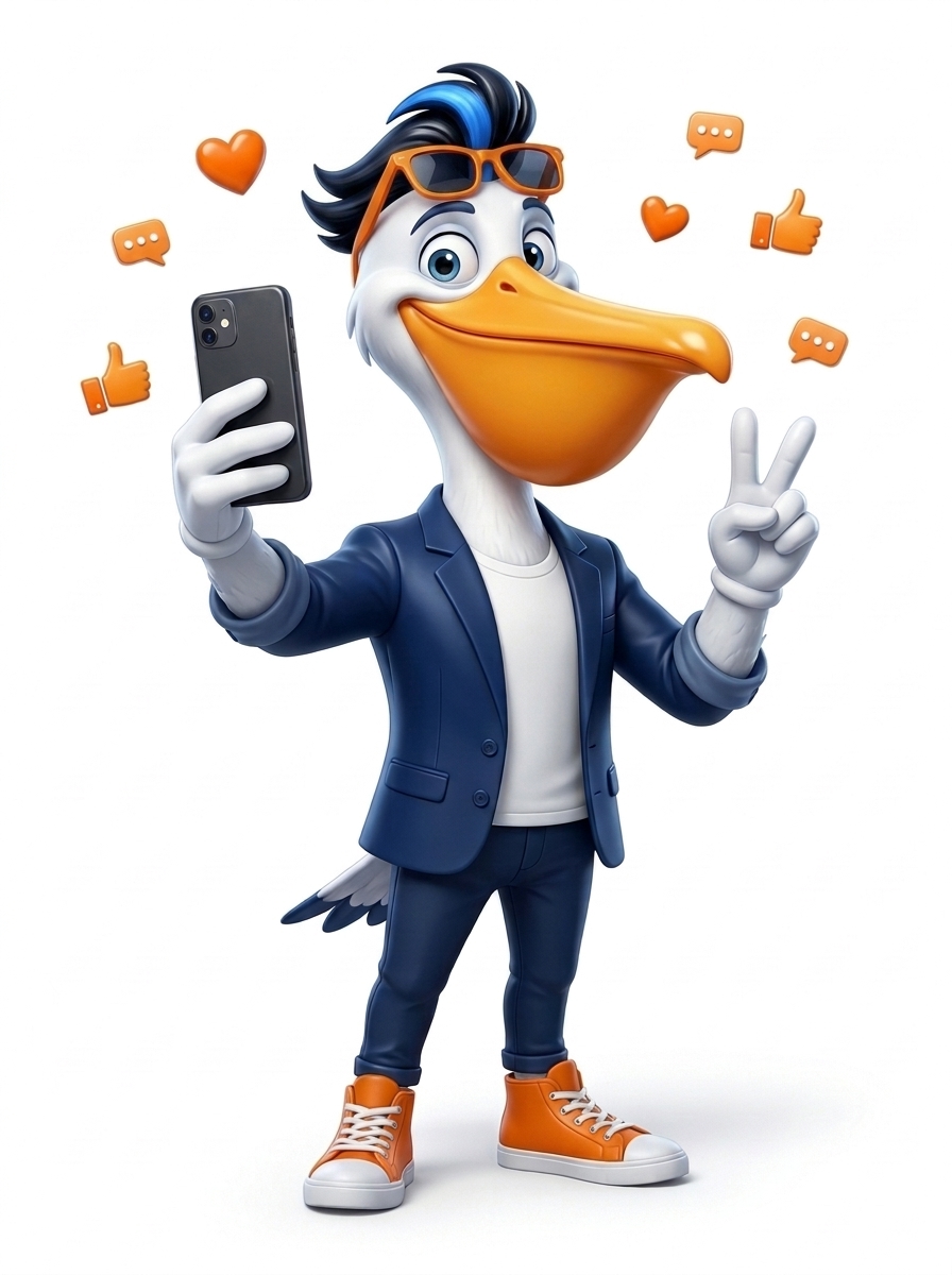 Mojo the Social Media Mogul taking a selfie
